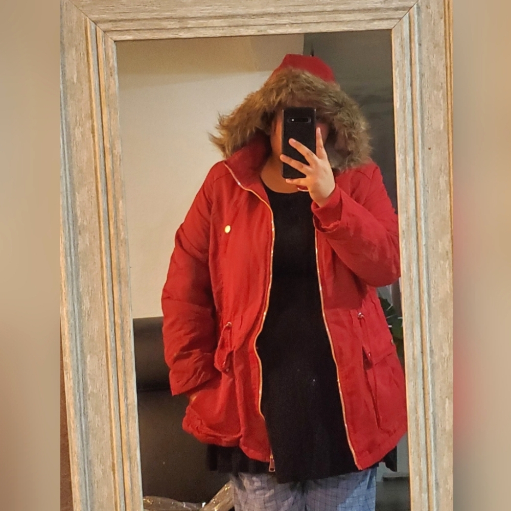 Women's Red Hooded Jacket